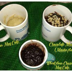 A picture of 3 Different Mug Cake (steamed).