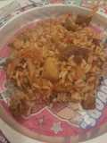 Guiso de arroz con asado que quedo