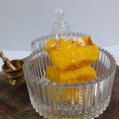Mango coconut burfi A picture of Mango coconut burfi.