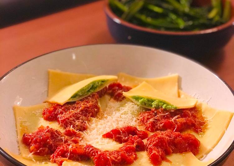 Recipe of Ultimate Cheats Pea and Ricotta Ravioli with Rich Tomato Sauce