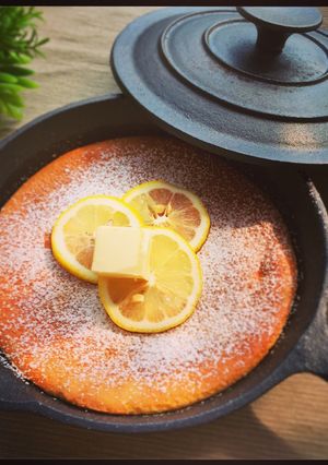 A picture of Soufflé Pancakes with Pancake Mix (Skillet).
