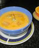 Crema de calabaza con zumo de naranja y uvas Moscatel- vegano