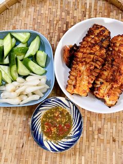 Hình của món Mực nướng sate bằng nồi chiên không dầu.