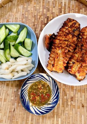 Hình của món Mực nướng sate bằng nồi chiên không dầu.