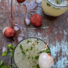 A picture of Litchi basil mojito.