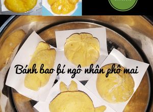 Hình của món Ăn dặm cho bé: Bánh bao bí đỏ nhân phô mai.