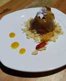 Mousse de chocolate con coulis de mandarina y masa tulipe