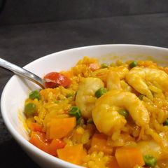 Colourful risotto with scampi A picture of Colourful risotto with scampi.