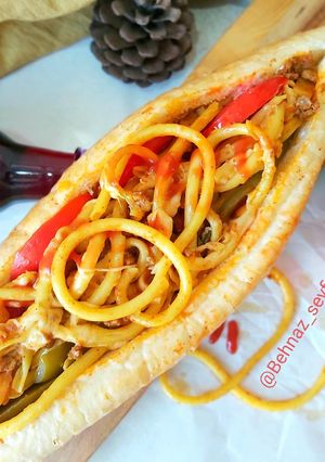 عکسی از دستور ساندویچ ماکارونی 🌯🍝