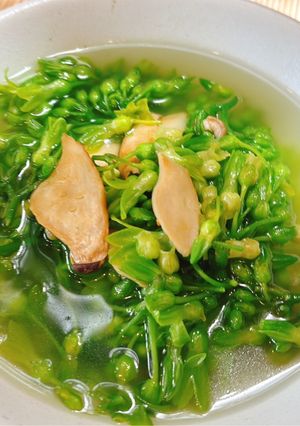 Hình của món Canh Hoa Thiên Lý Nấu Nấm.