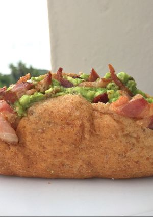 A picture of Avocado And Bacon Pita Sandwich .