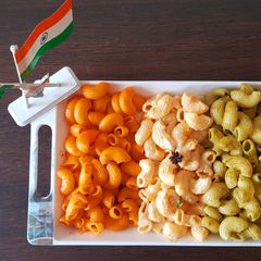 A picture of Tricolour pasta🇮🇳🇮🇳.