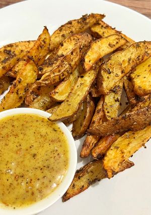 Foto resep Potato Wedges with Honey Mustard Sauce