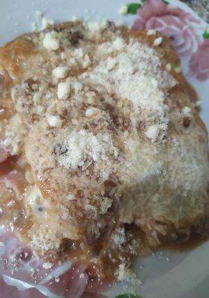 Una foto de Lasaña con masa wantán