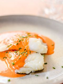 Una foto de Bacalao en salsa de pimientos del piquillo