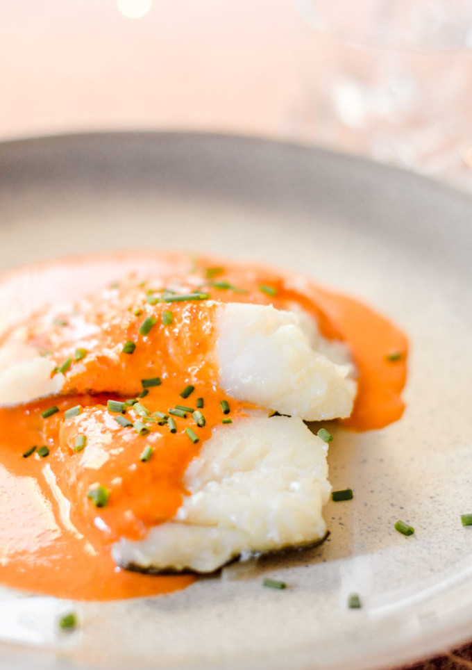 Una foto de Bacalao en salsa de pimientos del piquillo