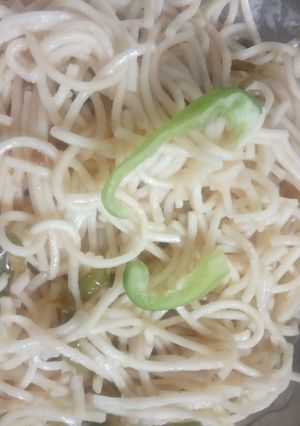 A picture of Hakka noodles in microwave.
