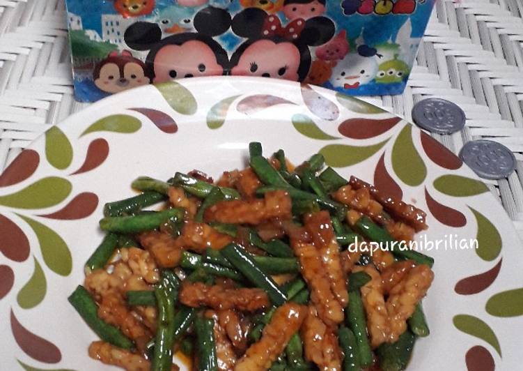 Tumis kacang panjang mix tempe saos barbeque