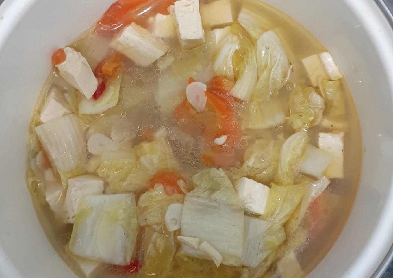 Kuah sawi putih wortel + tahu