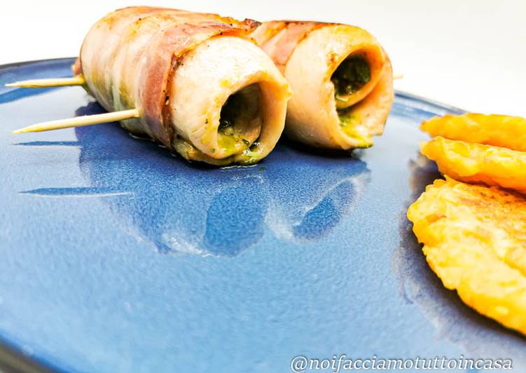 Simple Way to Prepare Veloce Involtini di Trota Golosi con Pesto e Pancetta