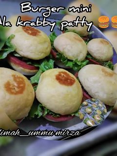Foto resep Burger mini ala krabby patty 🍔🍔