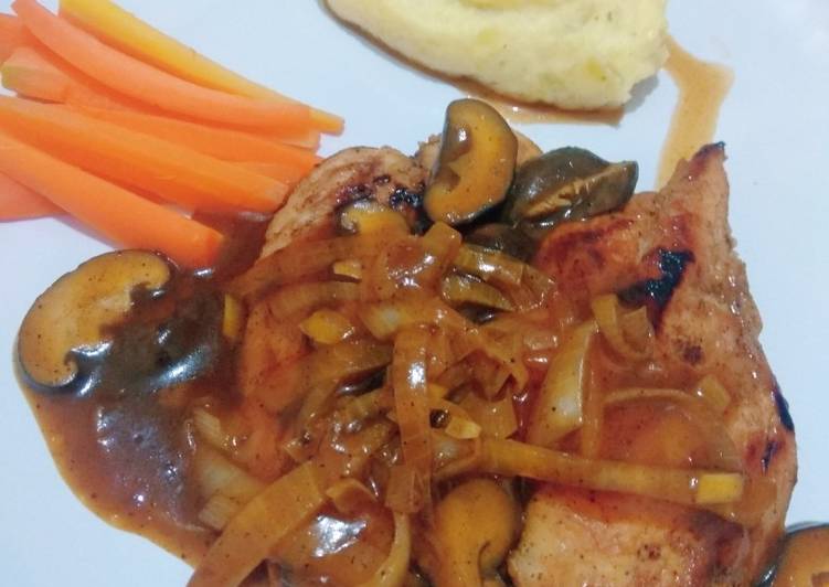 Cara Gampang Menyiapkan Chicken Steak with Teriyaki Sauce and Mash Potato Anti Gagal