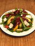 Jamon iberico, asparagus, pear and goats cheese salad