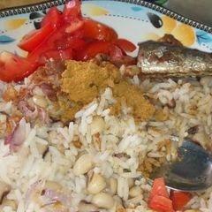 Rice &beans with fish A picture of Rice &beans with fish.