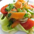 Fetuccini de calabacín y salteado de verduras con Agua de Mar