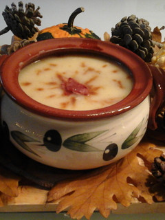 A picture of Potato Soup with Chipotle Soy Sauce.