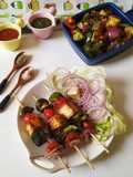 Grilled vegetable shish kebab