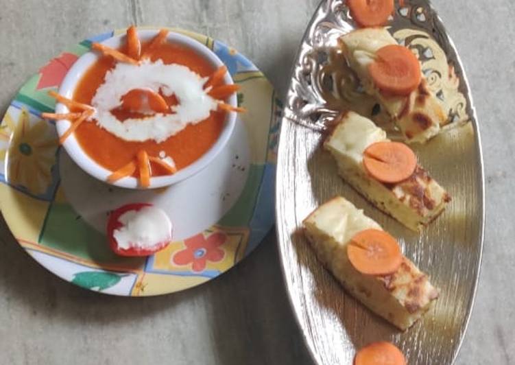 Roasted carrot soup with pav