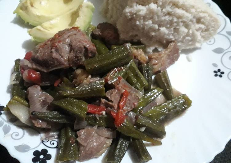 Okra mixed with meat