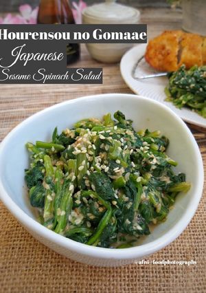 Foto resep Horenso no Gomaae (Japanese Sesame Spinach Salad)