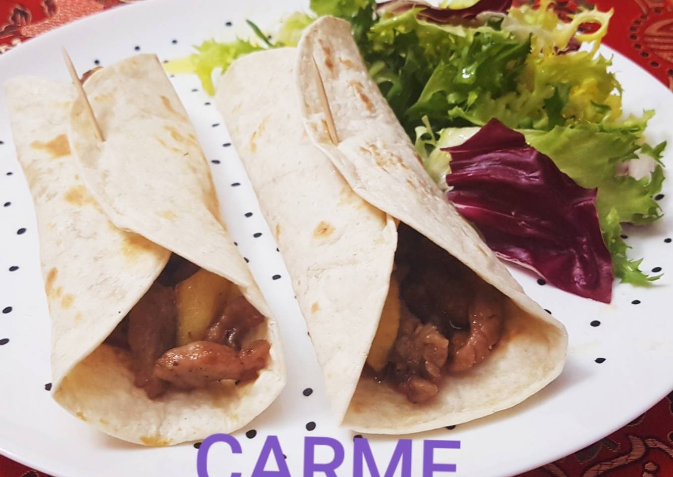 Fajitas de cerdo agridulce