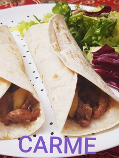 Una foto de Fajitas de cerdo agridulce