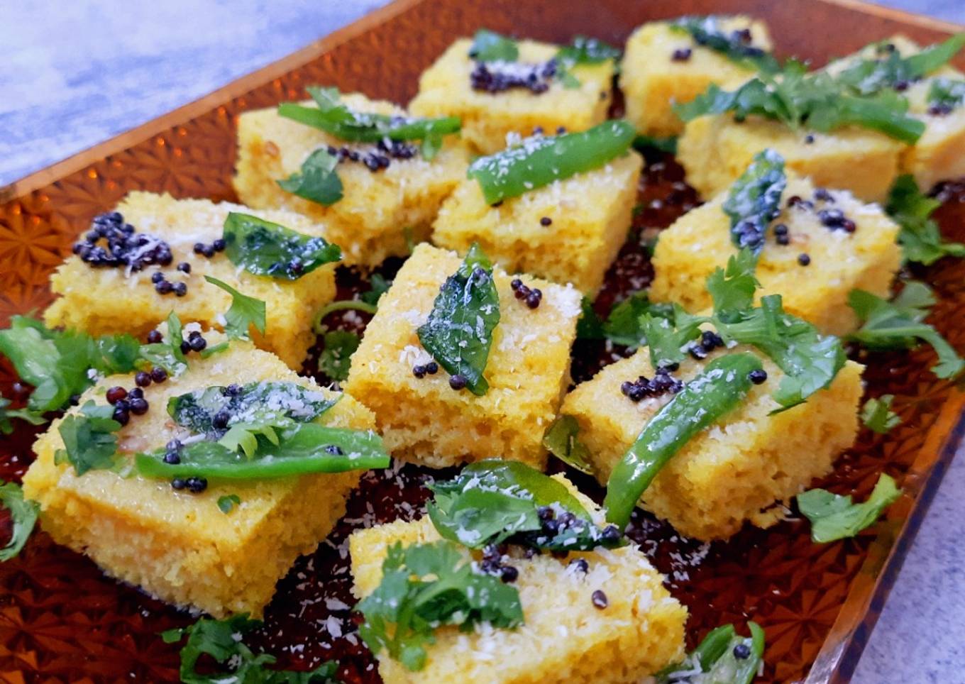 Khaman Dhokla with Dahi