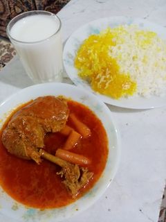 عکسی از دستور برنج و خورشت مرغ..