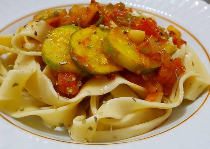 Steps to Prepare Speedy Vegan Green squash pasta معكرونة نباتي