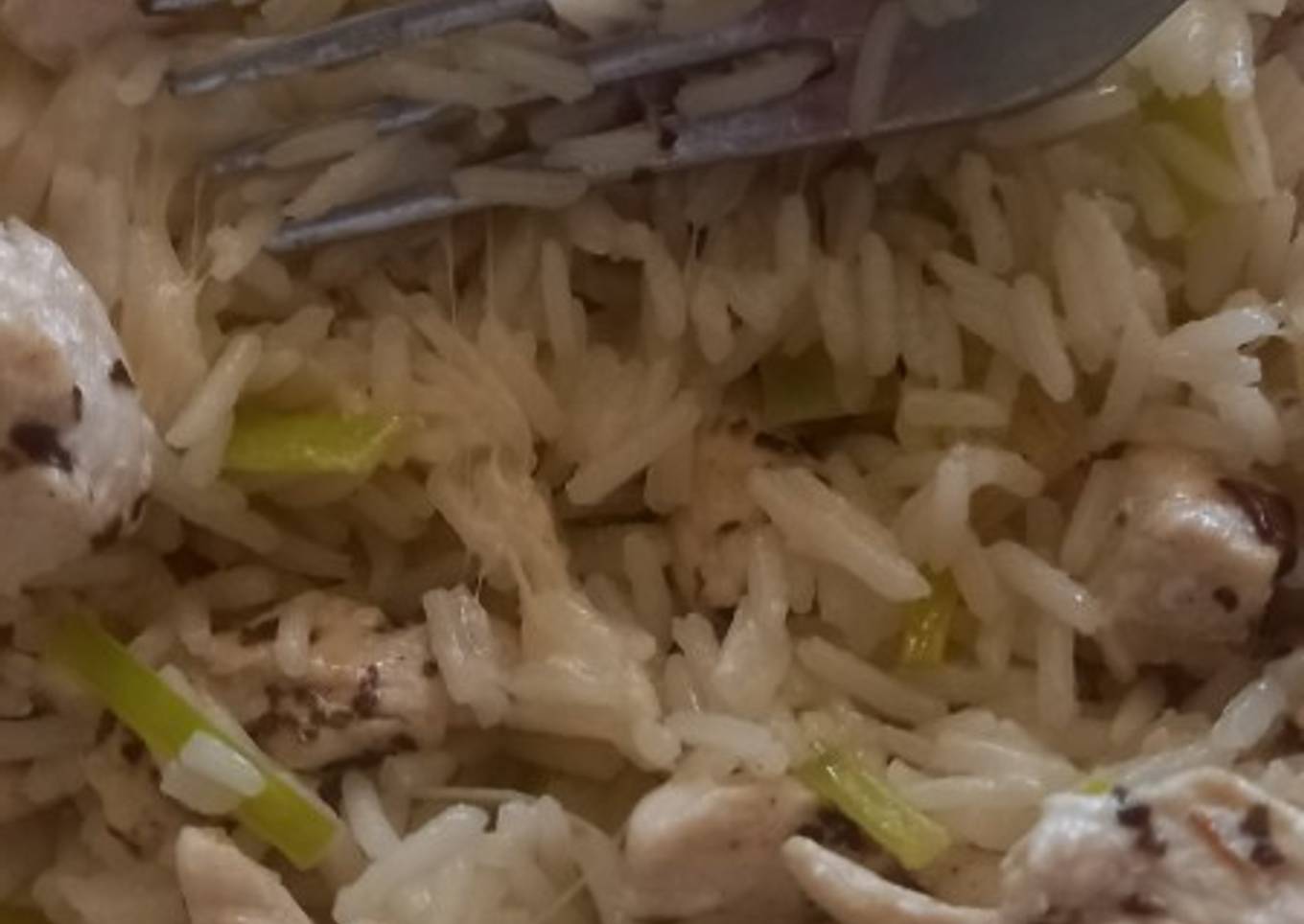 Arroz con pollo y puerro