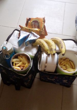 A picture of Fried Irish petatoes with Banana.