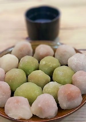 Hình của món Mochi nhân đậu xanh.