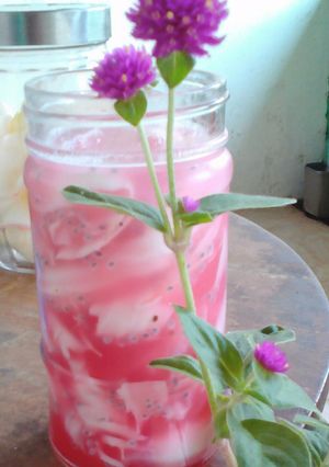 Foto resep Es kelapa muda selasih #edisi sirup buah naga