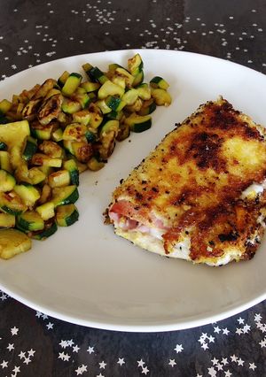 A picture of Cordon Bleu with Smoked Ham and Goat Cheese.