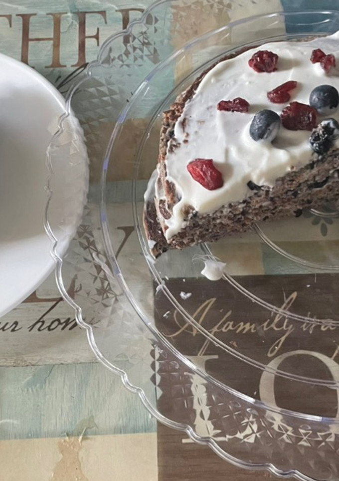 Una foto de Pastel o torta: de pancakes hipersaludable!!🥳😇 Receta No. 100 aquí en Cookpad