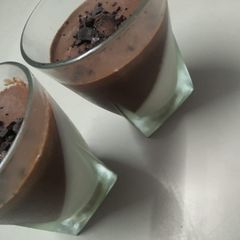 A picture of Chocolate vanilla pudding.