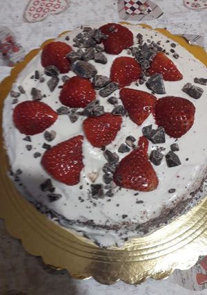 A picture of Strawberry and Dark Chocolate Tiramisu Cake.