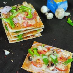 A picture of Mushroom Pan cake pizza bites.