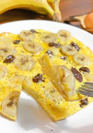 Une photo de Omelette sucrée aux flocons d’avoine