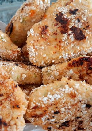 Una foto de Nugget de pollo y verduras, bebes 6m+